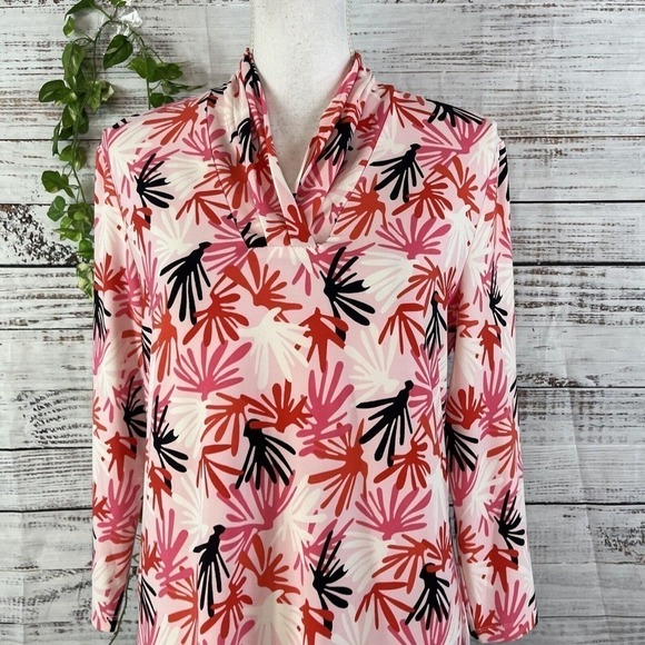 Anne Klein Blouse Tunic size Small Pink Coral Stretch Modest Career Casual Slim - Picture 3 of 14